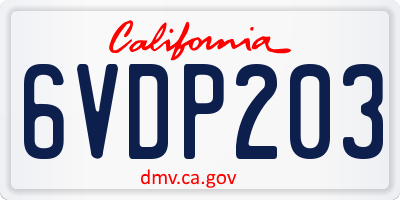 CA license plate 6VDP203