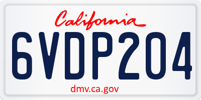 CA license plate 6VDP204