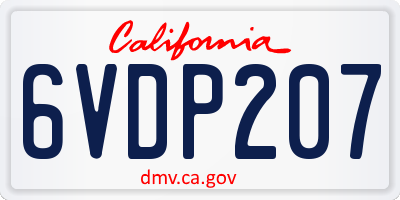 CA license plate 6VDP207