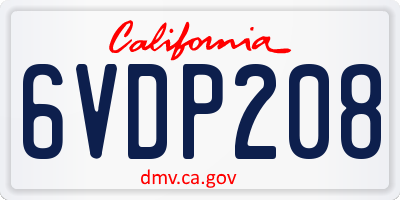 CA license plate 6VDP208