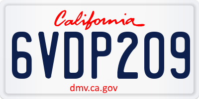 CA license plate 6VDP209