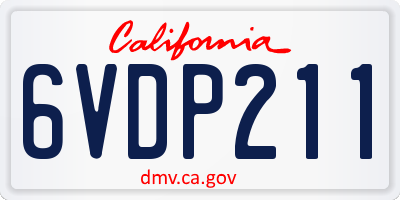 CA license plate 6VDP211