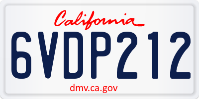 CA license plate 6VDP212