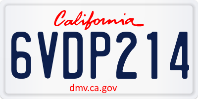 CA license plate 6VDP214