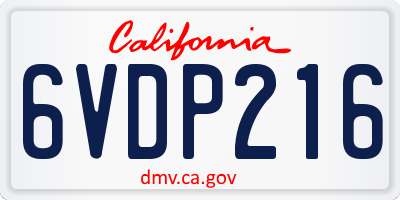 CA license plate 6VDP216