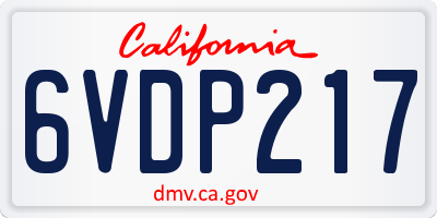 CA license plate 6VDP217
