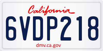 CA license plate 6VDP218