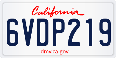 CA license plate 6VDP219