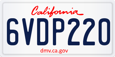CA license plate 6VDP220
