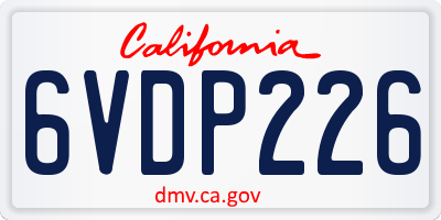 CA license plate 6VDP226