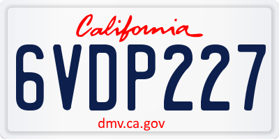 CA license plate 6VDP227