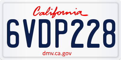 CA license plate 6VDP228