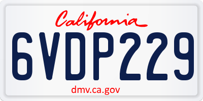 CA license plate 6VDP229