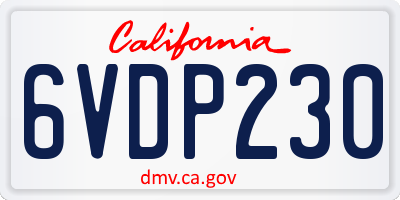 CA license plate 6VDP230
