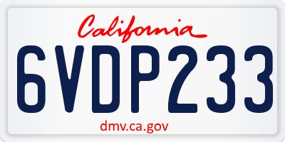 CA license plate 6VDP233