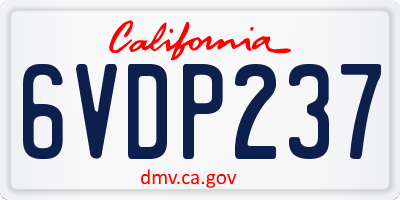 CA license plate 6VDP237