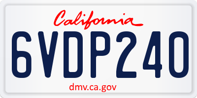 CA license plate 6VDP240