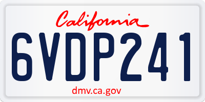 CA license plate 6VDP241