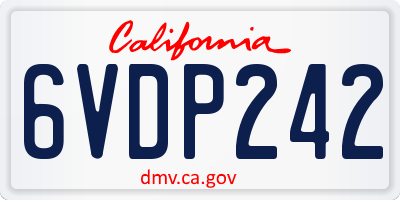 CA license plate 6VDP242