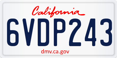 CA license plate 6VDP243