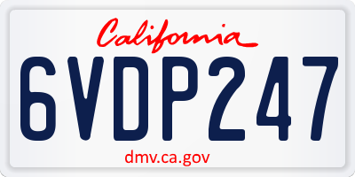 CA license plate 6VDP247