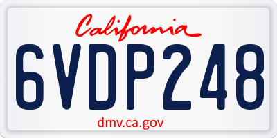 CA license plate 6VDP248