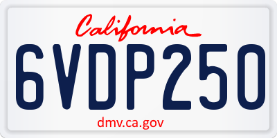 CA license plate 6VDP250