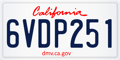 CA license plate 6VDP251