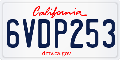 CA license plate 6VDP253