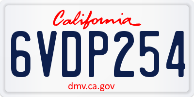 CA license plate 6VDP254