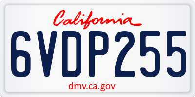 CA license plate 6VDP255