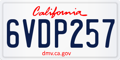 CA license plate 6VDP257