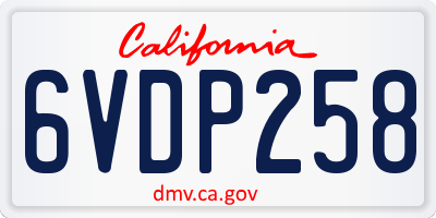 CA license plate 6VDP258