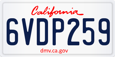 CA license plate 6VDP259
