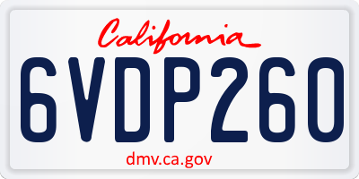 CA license plate 6VDP260