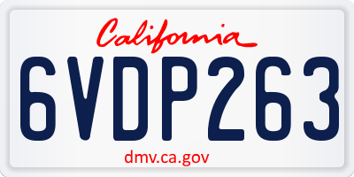 CA license plate 6VDP263