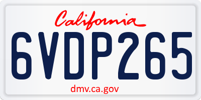 CA license plate 6VDP265