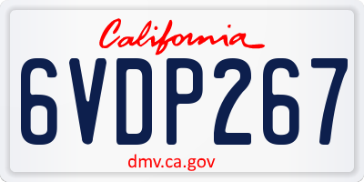 CA license plate 6VDP267