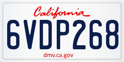 CA license plate 6VDP268