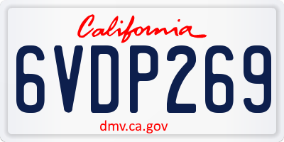 CA license plate 6VDP269