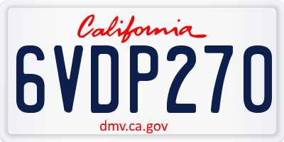 CA license plate 6VDP270