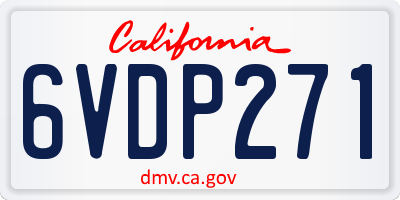 CA license plate 6VDP271
