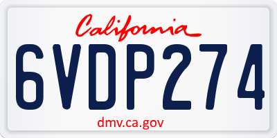 CA license plate 6VDP274