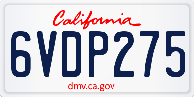 CA license plate 6VDP275