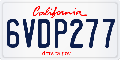 CA license plate 6VDP277