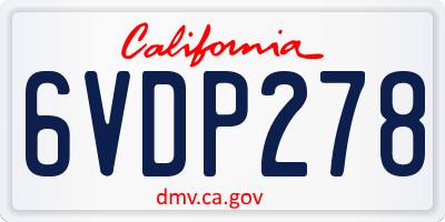CA license plate 6VDP278