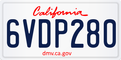 CA license plate 6VDP280