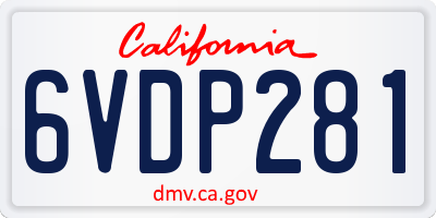 CA license plate 6VDP281