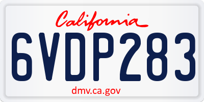 CA license plate 6VDP283