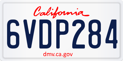 CA license plate 6VDP284